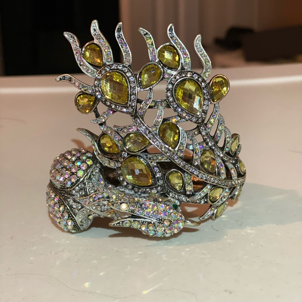 Pre-Loved Peacock Statement clamp bracelet